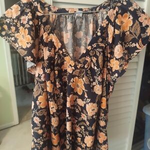 Old Navy Floral Dress with Peach and Black Accents